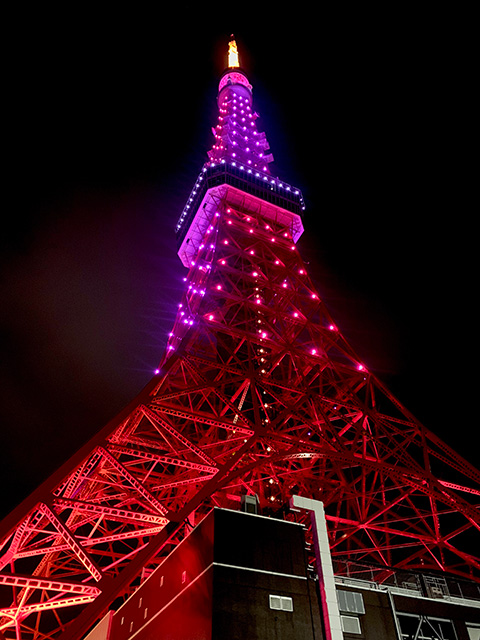 東京タワーはおしゃれなライトアップ。