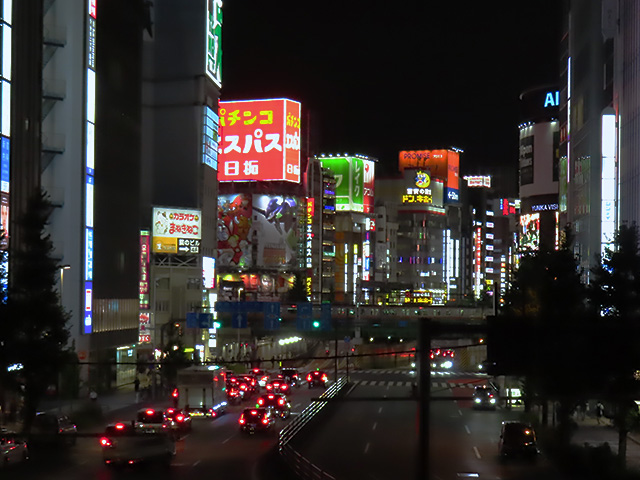 新宿青梅街道から歌舞伎町を眺める